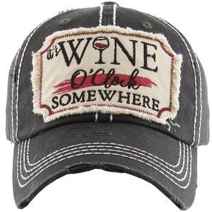 “It’s WINE o’clock somewhere” vintage washed cap
